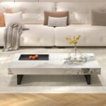832 – Italian Style High-End Square Coffee Table – Rock Slab Top with Luxury Iron Base for Modern Living Room - Image 4