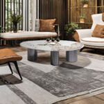 P02 – Modern Minimalist Oval Coffee Table – 130×72×40 White Rock Slab Marble Top with Luxury Iron Base for Living Room - Image 10