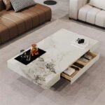 832 – Italian Style High-End Square Coffee Table – Rock Slab Top with Luxury Iron Base for Modern Living Room - Image 5