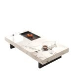 832 – Italian Style High-End Square Coffee Table – Rock Slab Top with Luxury Iron Base for Modern Living Room - Image 8