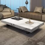 832 – Italian Style High-End Square Coffee Table – Rock Slab Top with Luxury Iron Base for Modern Living Room - Image 7