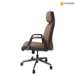 🪑 A 858-1 Brown – Modern Executive Office Chair | Premium PU Leather | Metal Legs | Ergonomic Design - Image 3