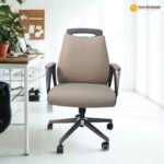 🪑 A 858 Grey – Modern Executive Office Chair | Premium PU Leather Upholstery | Metal Legs | Ergonomic Design