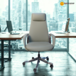 🪑 MD 2212 A – High-Quality PU Boat Leather Executive Office Chair | Aluminium Alloy Armrests | Ergonomic Design (Grey / Green)