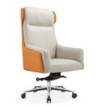 2381 A – Cream Executive Office Chair | Premium Skin-Like Leather, Ergonomic Luxury with 4-Speed Locking Chassis