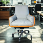 2381 B – Cream Executive Office Chair | Premium Leather, Ergonomic Recliner with 4-Speed Locking Chassis & Aluminum Alloy Base - Image 5