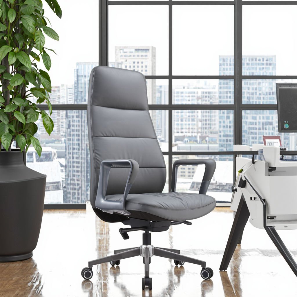 main_image_1 πͺ A 999 Grey β Modern Executive Office Chair | Premium PU Leather | Metal Legs | Ergonomic Comfort - Image 1