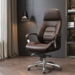 🪑 2305A – Premium Executive Office Chair | PU + Foam + Aluminium Base (Rust Red)