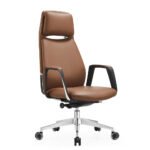 🪑 A 858-1 Brown – Modern Executive Office Chair | Premium PU Leather | Metal Legs | Ergonomic Design - Image 8