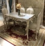 Silver Fox Luxury Dining Table – Warm Grey Frame with Imported Gold Oil Finish - Image 7