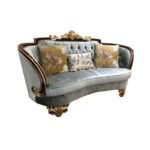 Emgrand Luxury 2-Seater Sofa – Wine Red Frame + Taiwan Champagne Gold Accents + Premium Template Fabric - Image 3