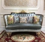 Emgrand Luxury 3-Seater Sofa – Wine Red Frame + Taiwan Champagne Gold Accents + Premium Template Fabric - Image 5