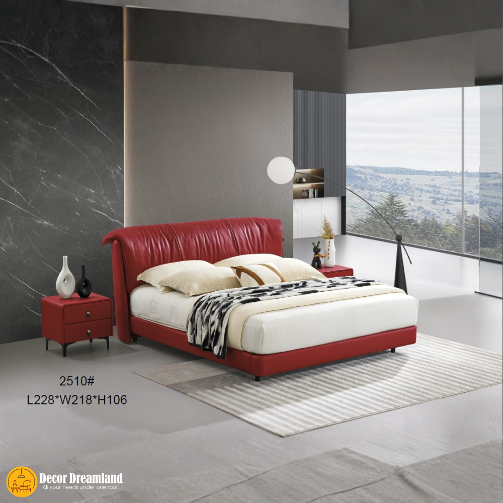 1 2510# Premium Bed Frame – Leather/PU + Solid Wooden Structure - Image 1