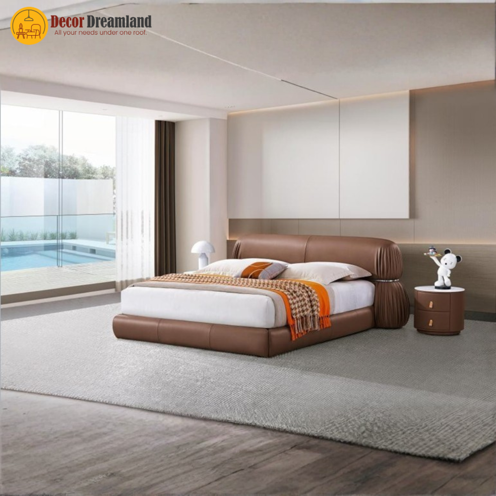 1 2323# Premium Bed Frame – Leather/PU + Solid Wooden Structure - Image 1