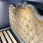 908 Luxury Bed Group – Warm Grey Frame + Imported Gold Oil Finish + Premium Template Fabric (Template Bed Tail) - Image 6