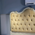 908 Luxury Bed Group – Warm Grey Frame + Imported Gold Oil Finish + Premium Template Fabric (Template Bed Tail) - Image 4