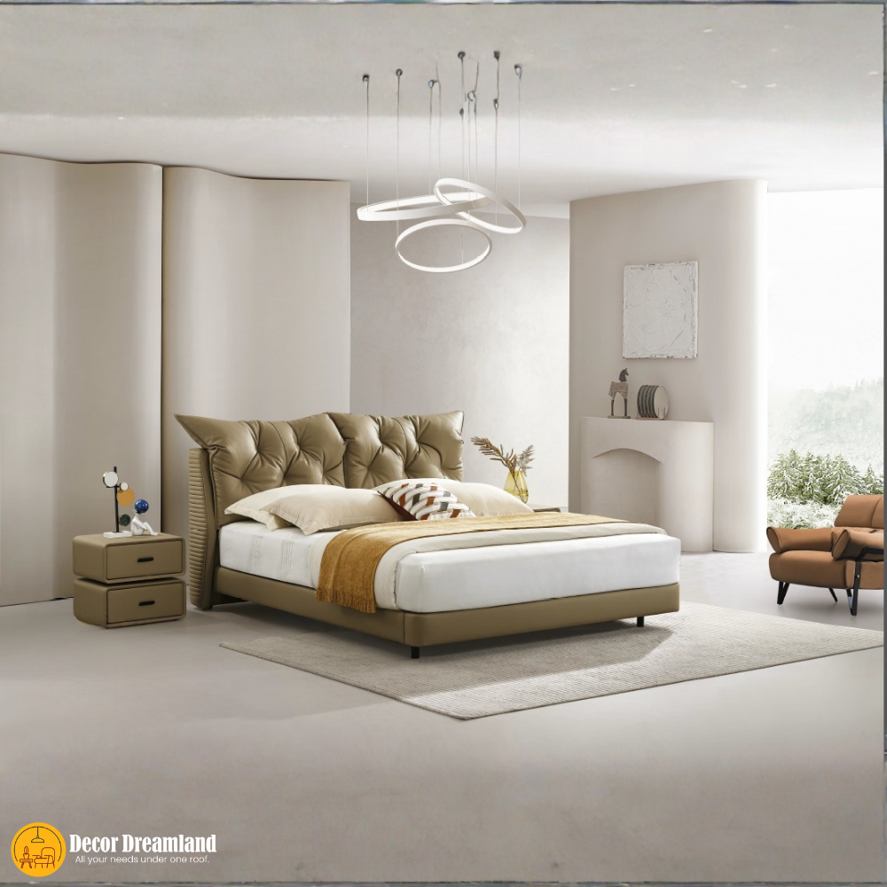 2509 2509# Premium Bed Frame – Leather/PU + Solid Wooden Structure - Image 1