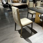 DC - 10  Luxury V-Logo Dining Chair – Open Paint Finish + Microfiber & Cloth Upholstery + Embroidery Detailing - Image 5