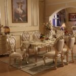 Silver Fox Luxury Dining Table – Warm Grey Frame with Imported Gold Oil Finish - Image 4