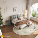 #2322 Premium Bed Frame – Leather + PU + Wooden Structure + Foam Comfort (180×200 cm)