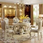 Silver Fox Luxury Dining Table – Warm Grey Frame with Imported Gold Oil Finish - Image 5