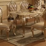 Silver Fox Luxury Dining Table – Warm Grey Frame with Imported Gold Oil Finish