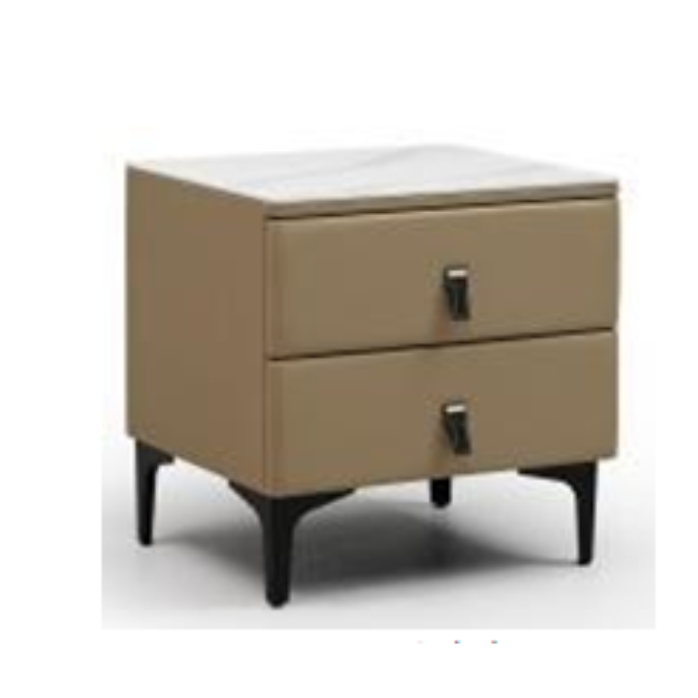 9# 9# Premium Nightstand – Wood Frame + PU Finish + Sintered Stone Top - Image 1