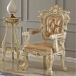 Silver Fox Luxury Dining Table – Warm Grey Frame with Imported Gold Oil Finish - Image 3
