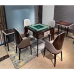 Luxury Mahjong Table – Natural Handmade Wood Veneer Parquet | Bentley Hardware Logo | Microfiber Embroidery