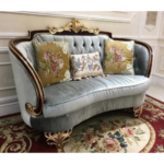 Emgrand Luxury 2-Seater Sofa – Wine Red Frame + Taiwan Champagne Gold Accents + Premium Template Fabric - Image 2