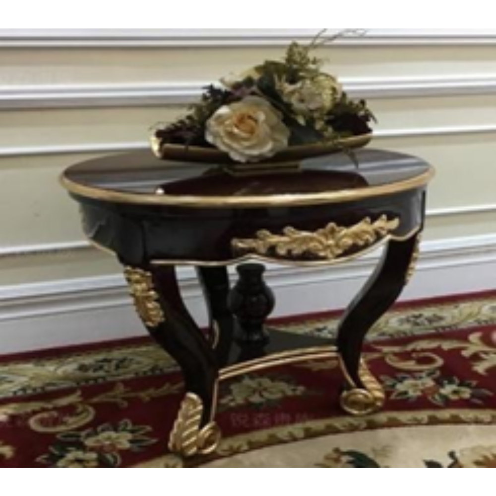 Untitled design (6) Emgrand Small Circle Table – Wine Red Frame + Taiwan Champagne Gold | Luxury Accent Piece - Image 1