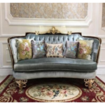 Emgrand Luxury 3-Seater Sofa – Wine Red Frame + Taiwan Champagne Gold Accents + Premium Template Fabric