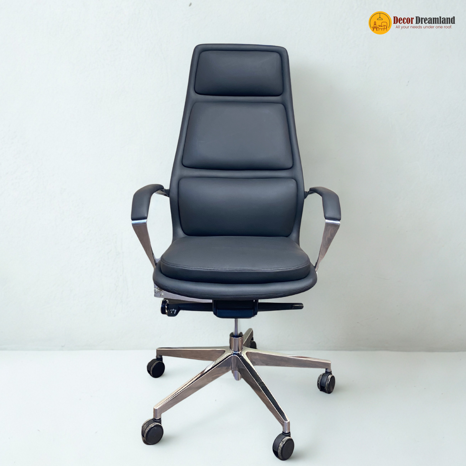 Untitled design.zip - 4 AM 2215A BLACK Premium Office Chair – PU Leather + Foam Cushioning + Aluminium Base - Image 1