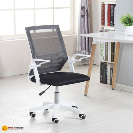 🪑 305B Ergonomic Office Chair | White Frame & Black Mesh  Smart Design • Eco-Friendly Comfort • Modern Work Seating