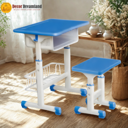 TN-A0017 Light Blue Height-Adjustable School Desk & Chair Set  Durable ABS Plastic Furniture for Primary & Secondary Students