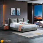 1016B# Premium Bed Frame – Fabric Upholstery + Solid Wooden Structure + Foam Padding + Slat Support