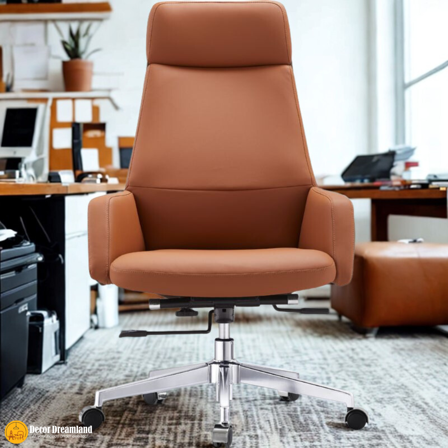 1 🪑 GA-83 Office Chair – Brown | Premium PU Upholstery Elegant • Comfortable • Professional Seating Solution - Image 1