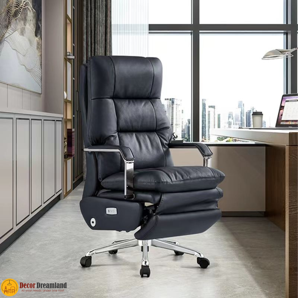 1 🪑 S002 Office Chair – Black | Genuine Leather Executive Seating Luxury Finish • Superior Comfort • Heavy-Duty Build - Image 1