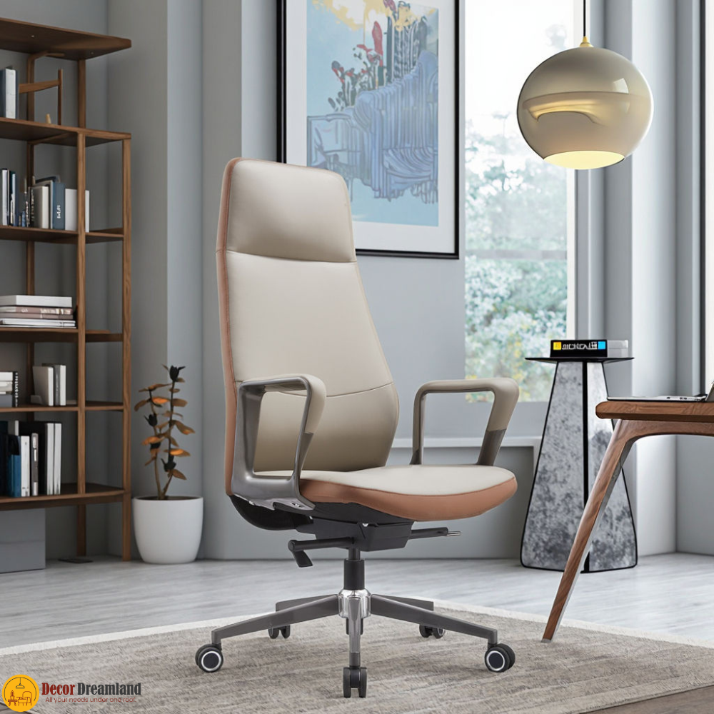 1 🪑 A-888 Office Chair | Grey PU Leather Modern Elegance • Strong Metal Build • Everyday Comfort - Image 1