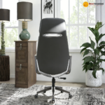 🪑 A-858 Office Chair | Grey PU Leather  Modern Elegance • Comfortable Seating • Strong Metal Legs - Image 6