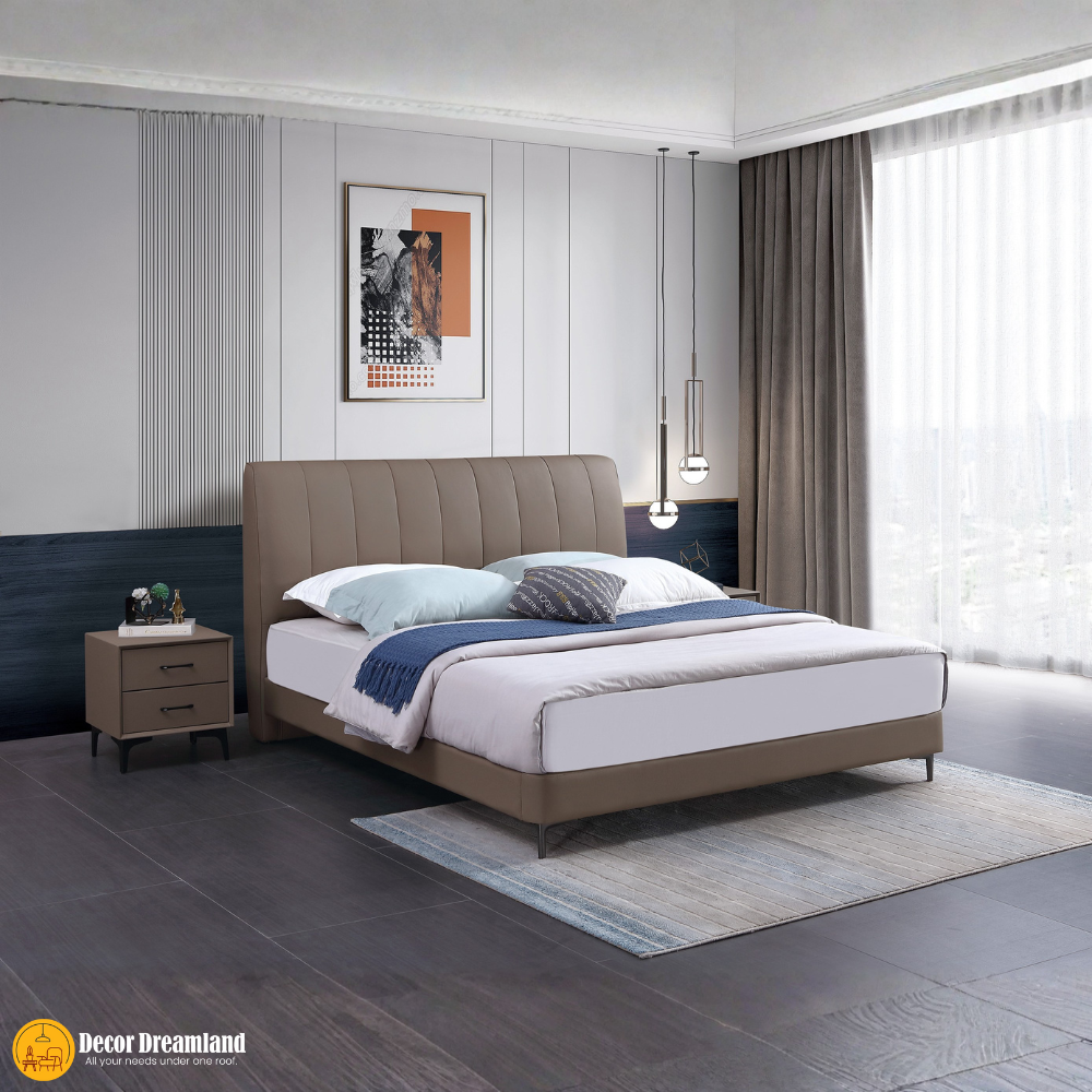 10 6612# Premium Bed Frame – Leather/PU Upholstery + Solid Wooden Structure - Image 1