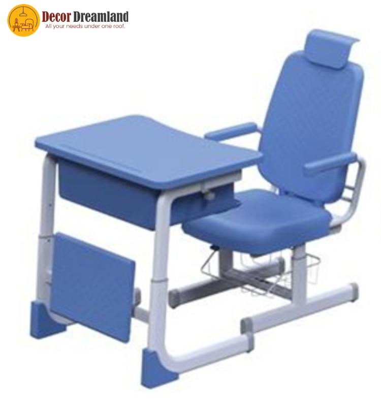 2 TN-A0008 Student Lunch Break Sleeping Desk Set Height-Adjustable & Foldable School Desk Chair | Plastic + Metal Construction - Image 1