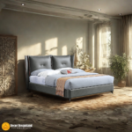 1016B# Premium Bed Frame – Fabric Upholstery + Solid Wooden Structure + Foam Padding + Slat Support - Image 4