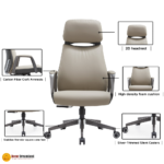 🪑 A-858 Office Chair | Grey PU Leather  Modern Elegance • Comfortable Seating • Strong Metal Legs - Image 5