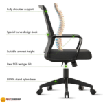 🪑 2506-B Ergonomic Office Chair | Black  Modern Comfort • Breathable Design • Reliable Performance - Image 6