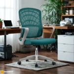 🪑 2356-B Green Ergonomic Office Chair with Breathable Mesh Back, Foam Seat Cushion, Metal Frame & Nylon Base