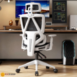 🪑 899 Ergonomic Office Chair | White Frame & Black Mesh  Headrest & Footrest • Advanced Ergonomics • Premium Comfort