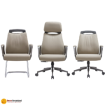 🪑 A-858 Office Chair | Grey PU Leather  Modern Elegance • Comfortable Seating • Strong Metal Legs - Image 4
