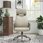 🪑 A-858 Office Chair | Grey PU Leather  Modern Elegance • Comfortable Seating • Strong Metal Legs - Image 3