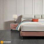 1038# Premium Bed Frame – Fabric Upholstery + Solid Wooden Structure + Foam Padding + Slat Support Modern Contemporary Bed - Image 3